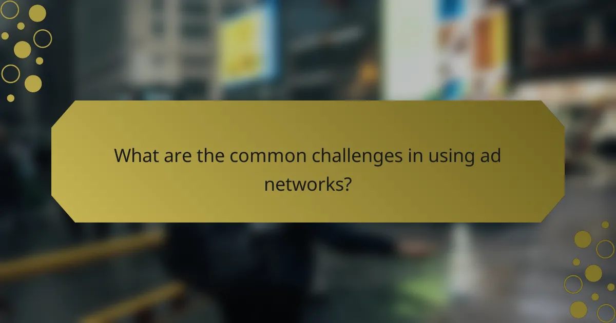 What are the common challenges in using ad networks?
