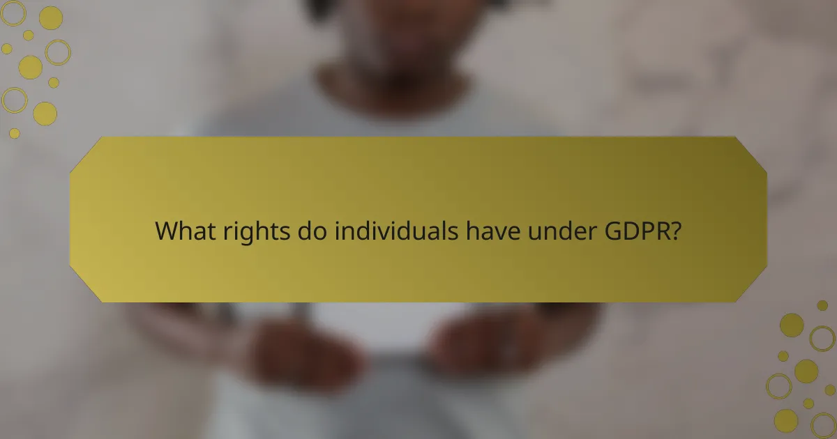 What rights do individuals have under GDPR?